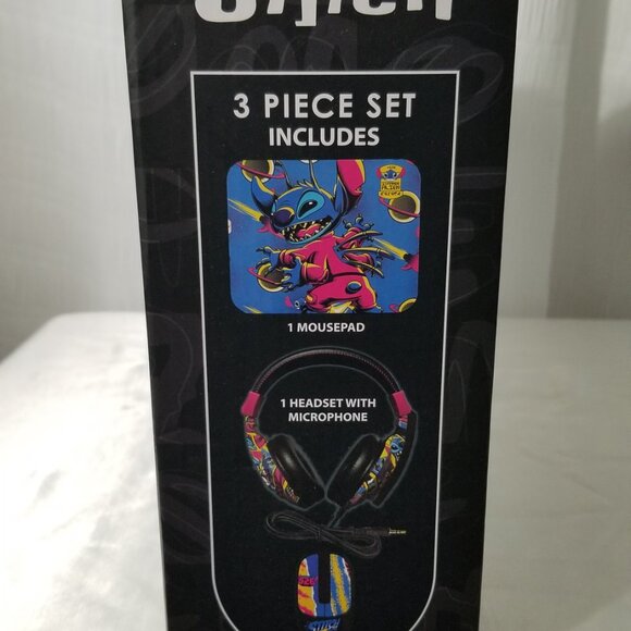 Disney Stitch 3 Piece Set Headset-Wireless Mouse- Mouse pad Brand New - Picture 13 of 16